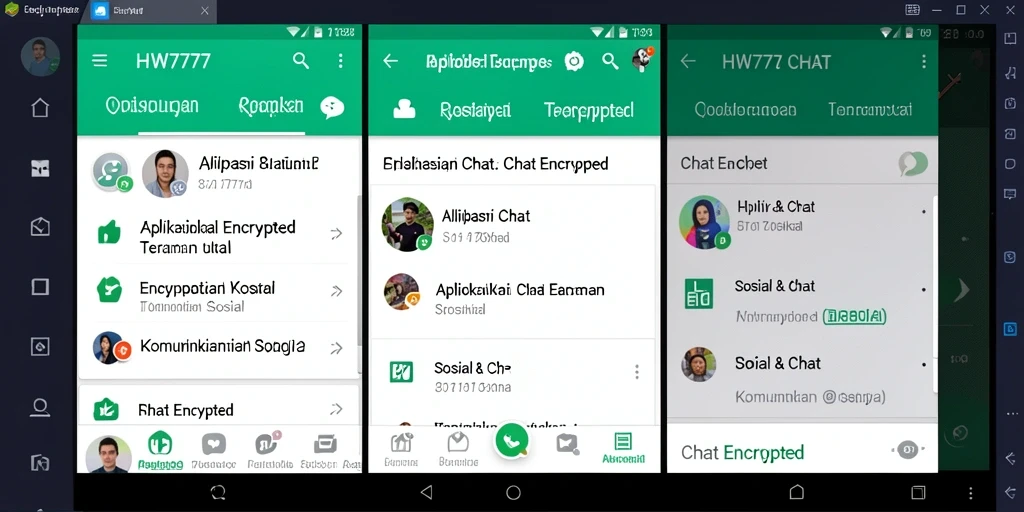 Tampilan antarmuka HW777 yang modern dan fungsional untuk chat yang aman.