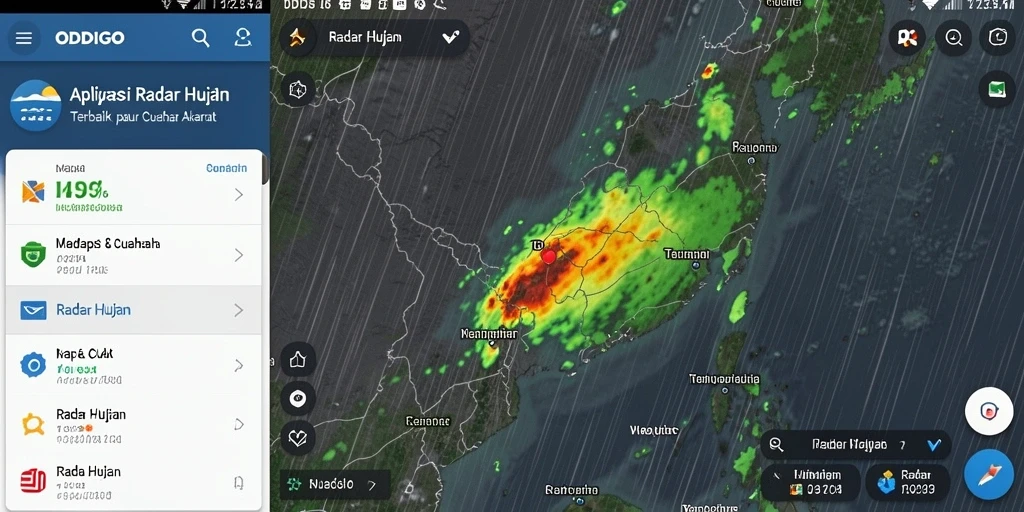 Tampilan antarmuka ODDIGO dengan informasi Radar Hujan yang jelas dan interaktif.